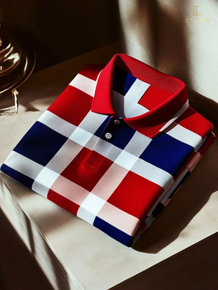 ELVAN Elite Business Plaid Polo โ Modern Fashion Edition