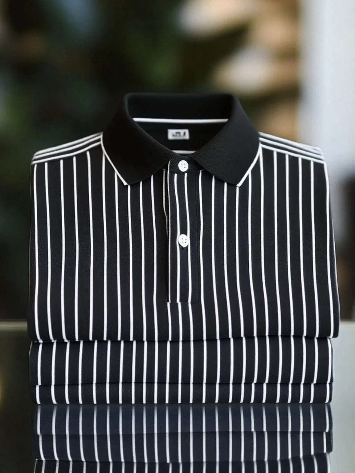 ELVAN Classic Business Striped Polo โ Loose Fit Short Sleeve Edition