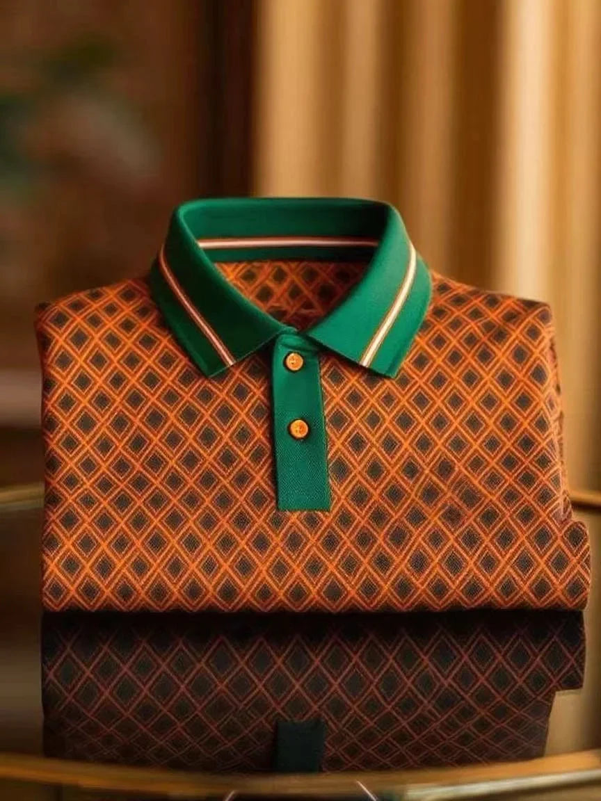 ELVAN Royal Business Plaid Button Polo โ Premium Casual Style