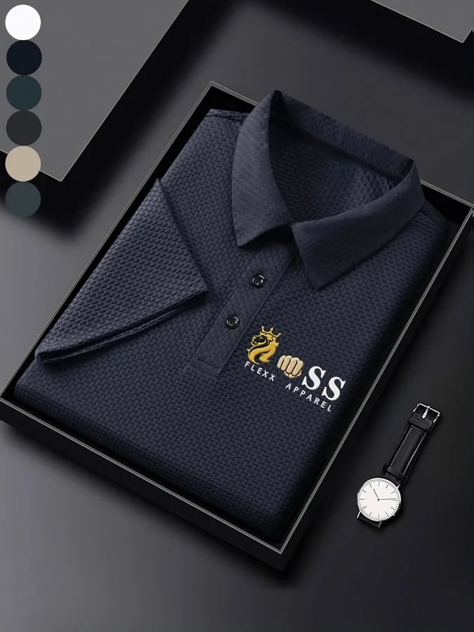 ELVAN Gentleman Waffle Print Polo Shirt โ Modern Style Wear