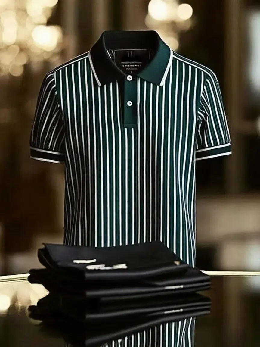 ELVAN Executive Mixed Print Lapel Polo Shirt โ Business Style Edition