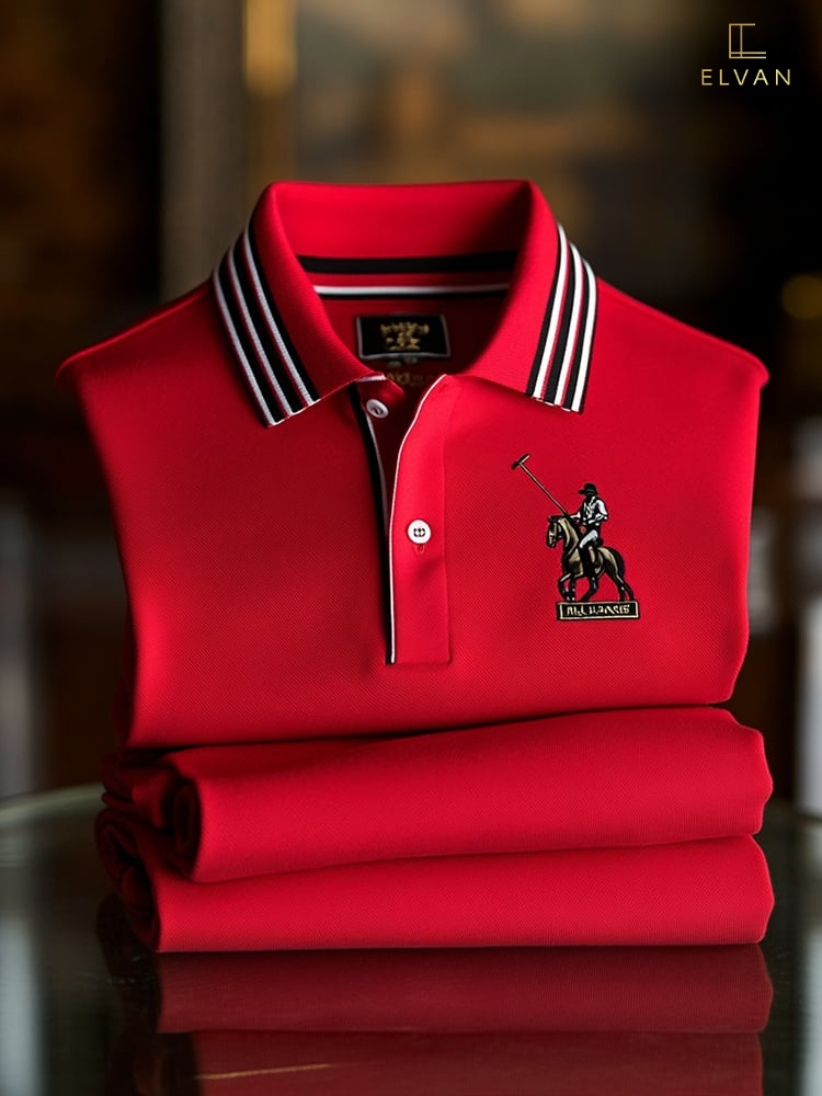 ELVAN Premium Business Check Stripe Polo โ Button Short Sleeve Edition