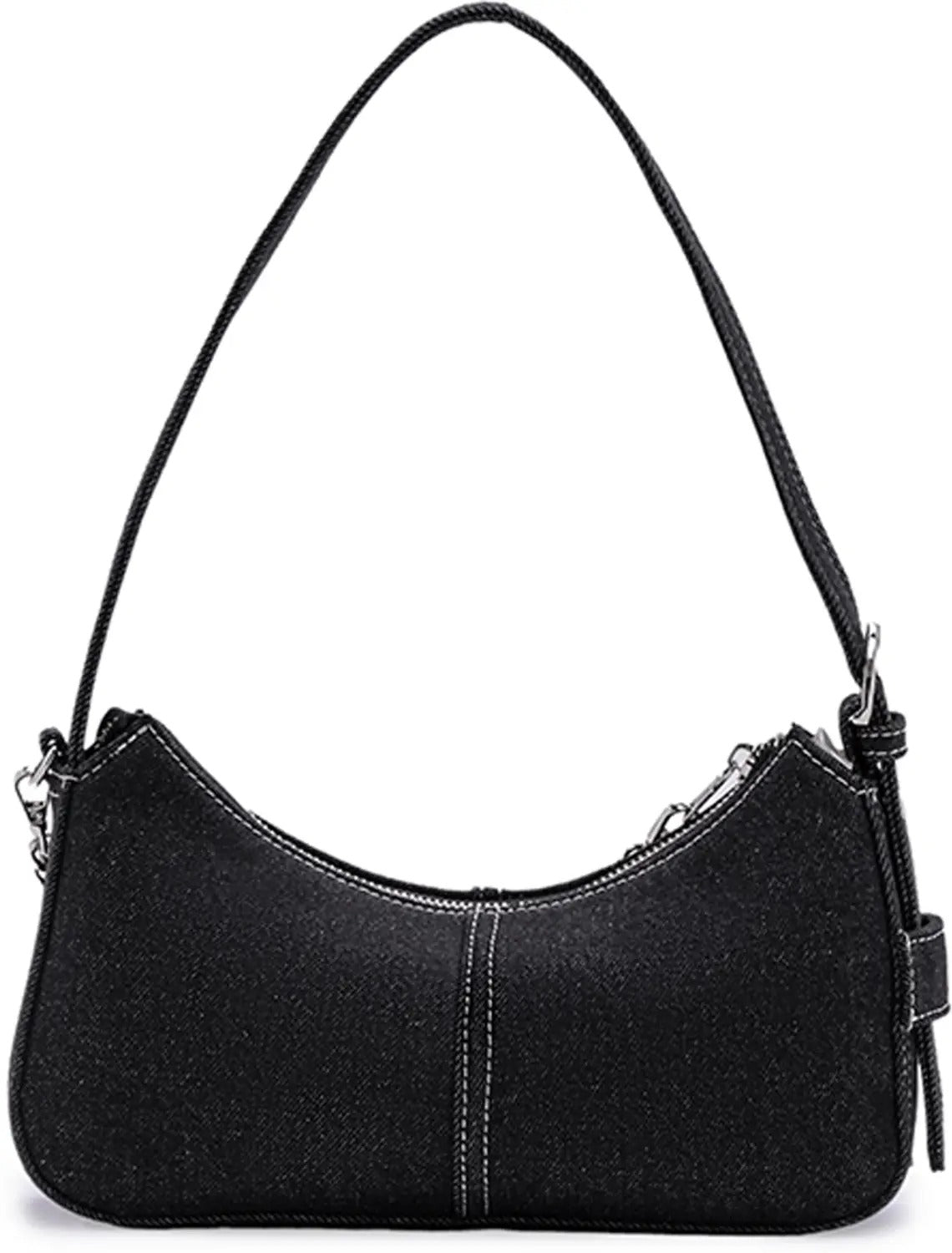 Black Denim Chain Shoulder Bag — Chic Everyday Statement Purse