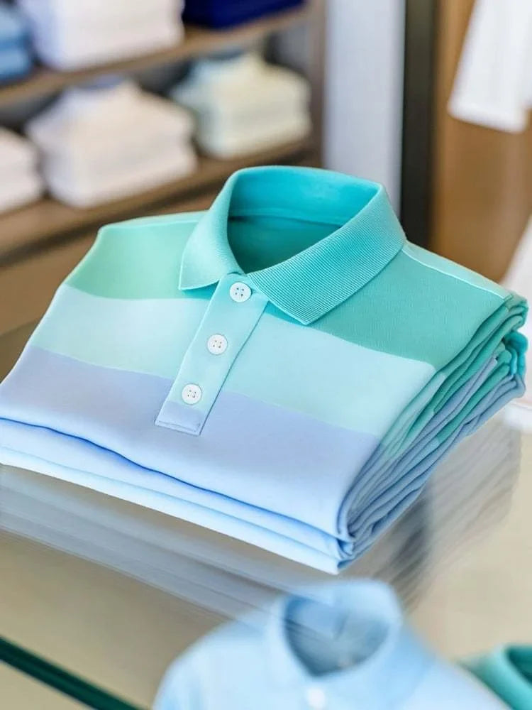 ELVAN Business Casual Color Block Stripe Polo – Premium Short Sleeve Edition