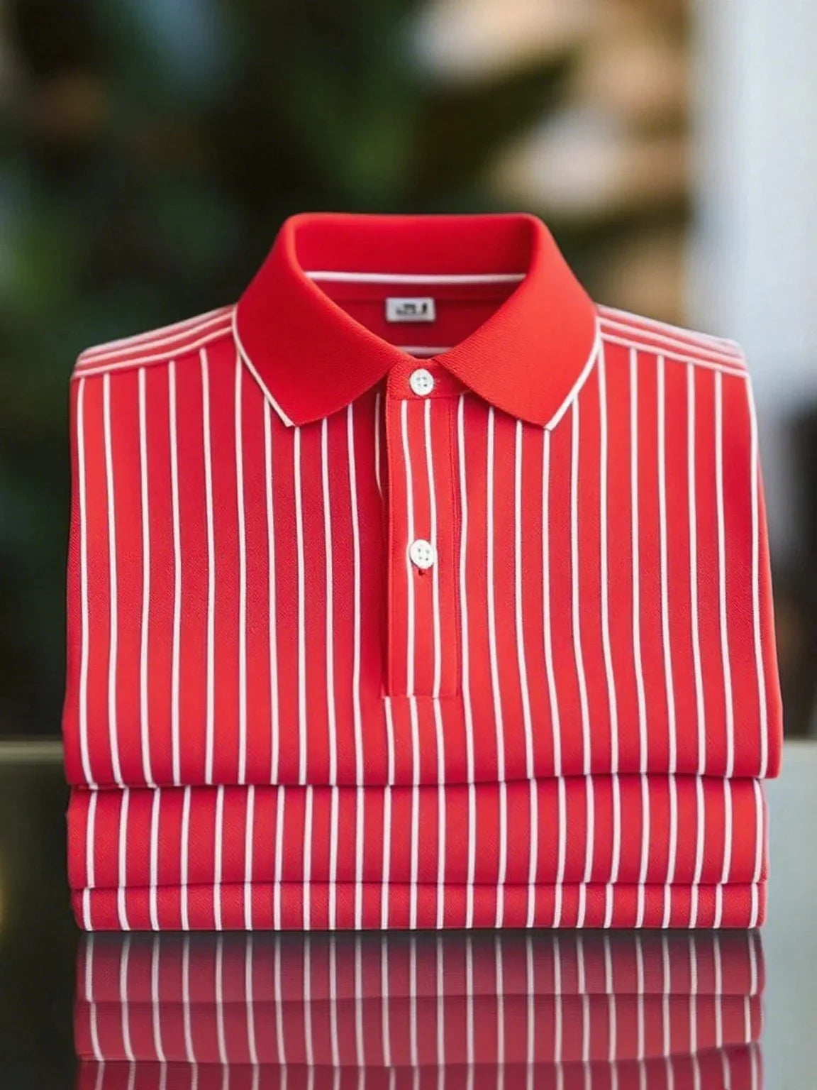 ELVAN Classic Business Striped Polo – Loose Fit Short Sleeve Edition