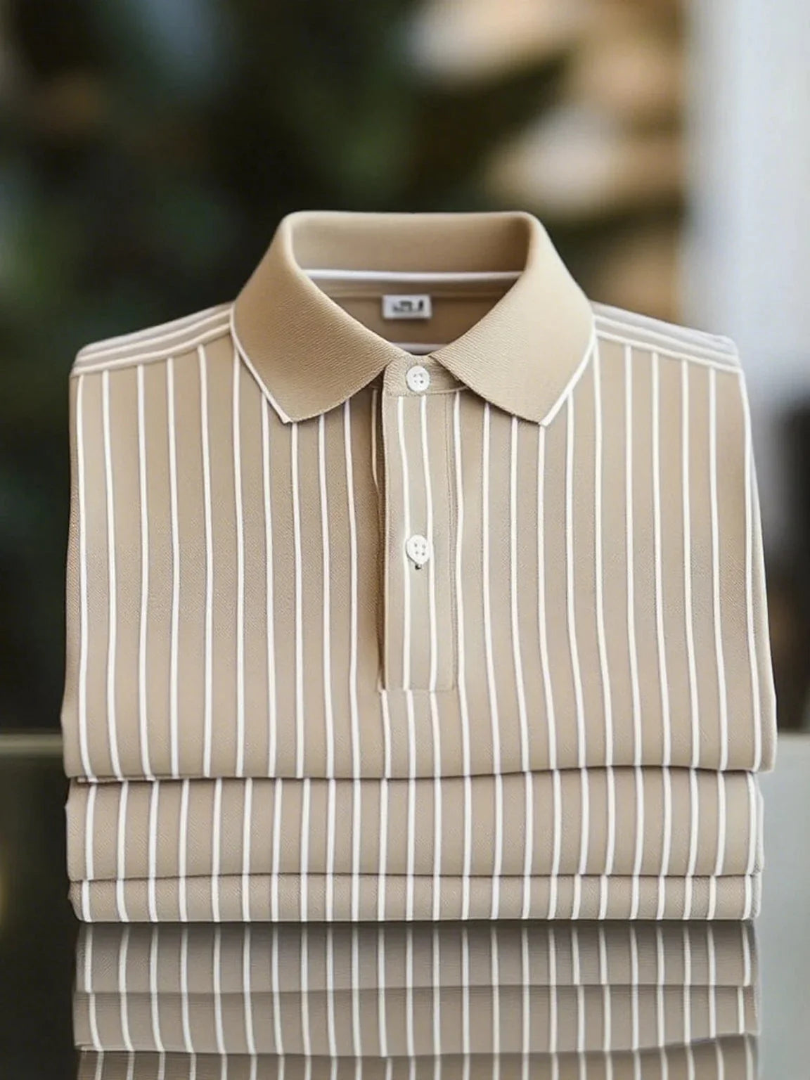 ELVAN Classic Business Striped Polo – Loose Fit Short Sleeve Edition