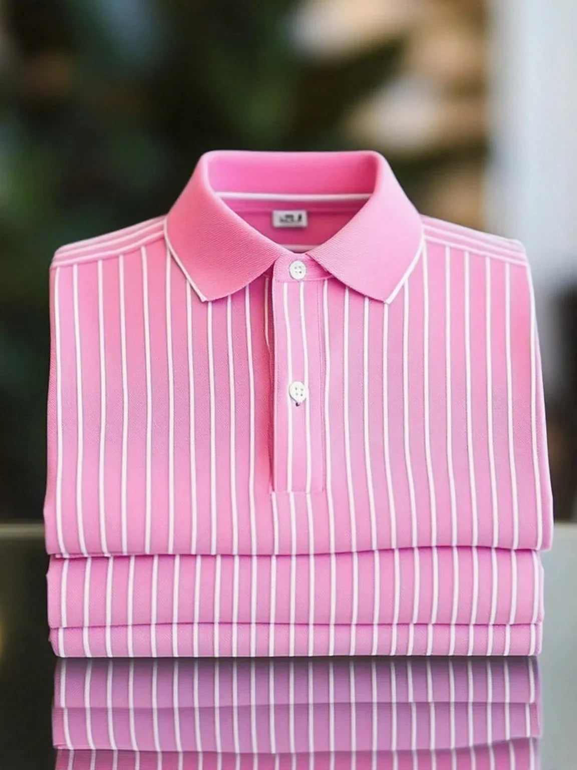 ELVAN Classic Business Striped Polo – Loose Fit Short Sleeve Edition