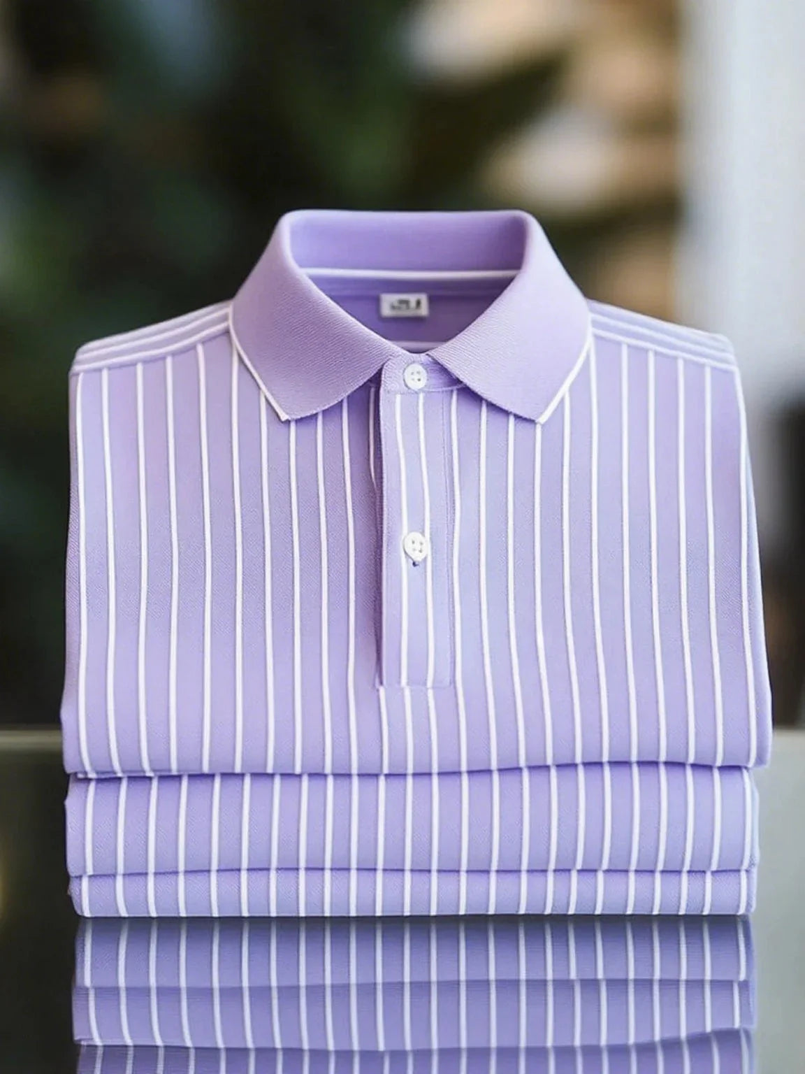 ELVAN Classic Business Striped Polo – Loose Fit Short Sleeve Edition