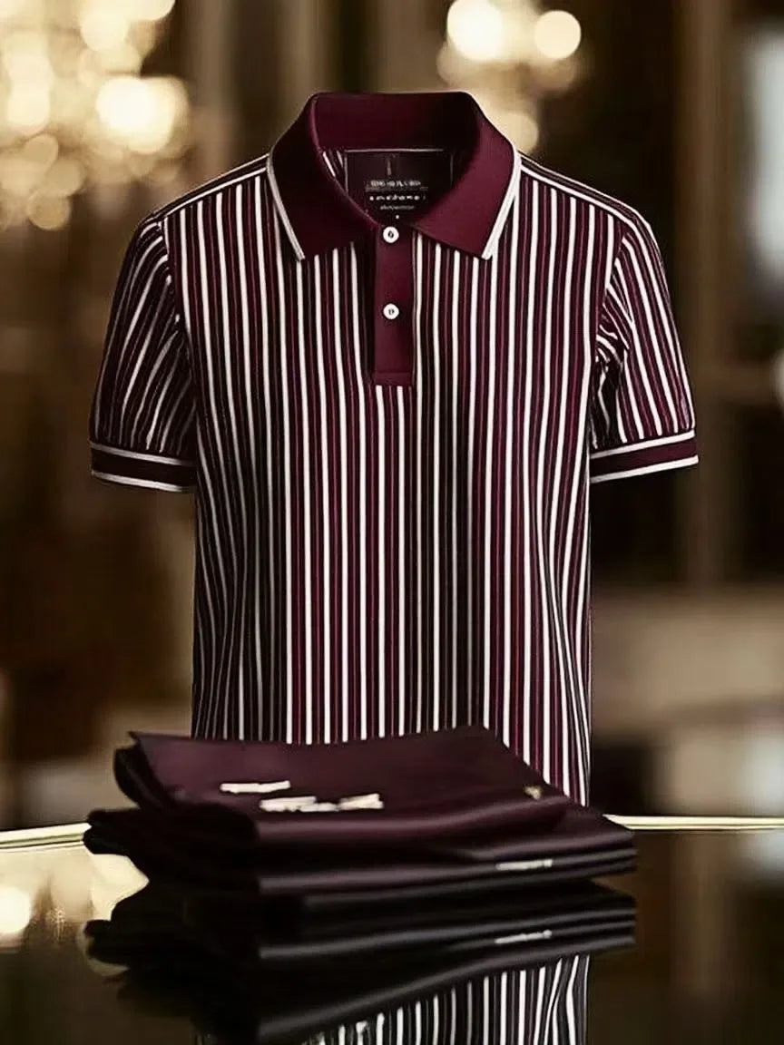ELVAN Executive Mixed Print Lapel Polo Shirt – Business Style Edition