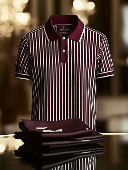 ELVAN Executive Mixed Print Lapel Polo Shirt – Business Style Edition
