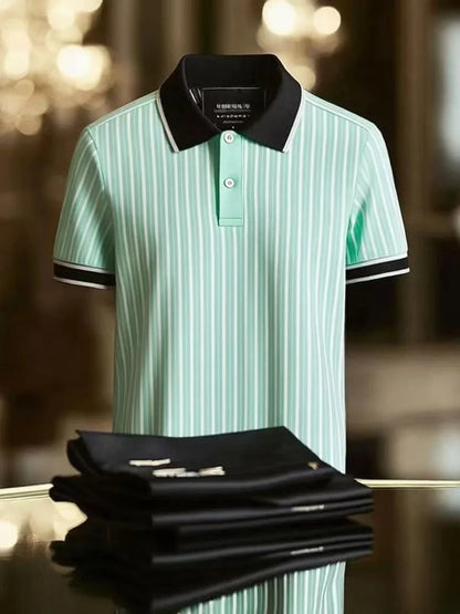 ELVAN Executive Mixed Print Lapel Polo Shirt – Business Style Edition