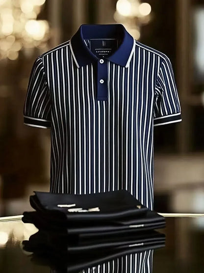 ELVAN Executive Mixed Print Lapel Polo Shirt – Business Style Edition