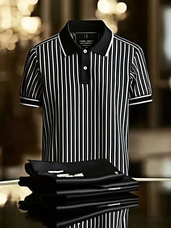 ELVAN Executive Mixed Print Lapel Polo Shirt – Business Style Edition
