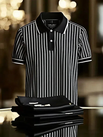 ELVAN Executive Mixed Print Lapel Polo Shirt – Business Style Edition