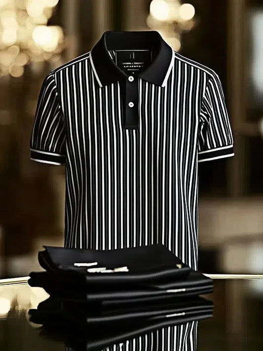 ELVAN Executive Mixed Print Lapel Polo Shirt – Business Style Edition