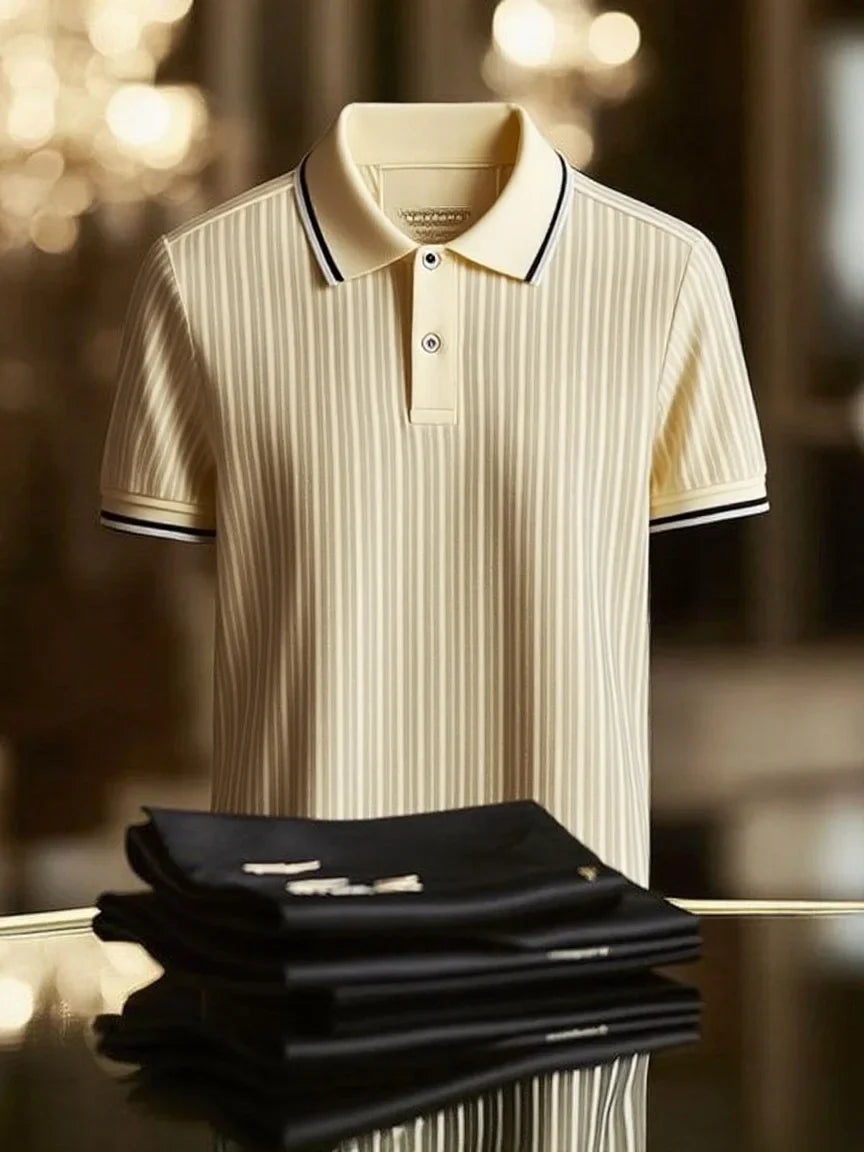ELVAN Executive Mixed Print Lapel Polo Shirt – Business Style Edition