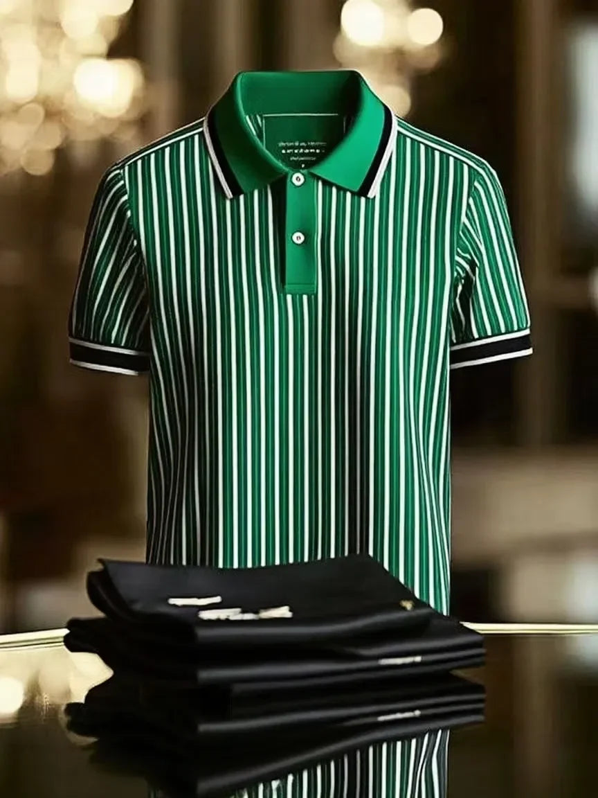 ELVAN Executive Mixed Print Lapel Polo Shirt – Business Style Edition