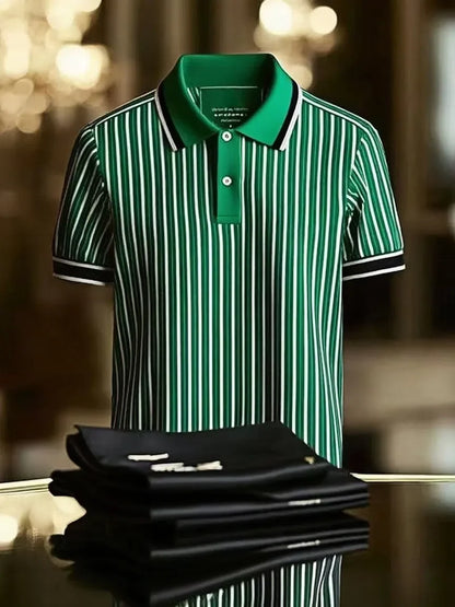 ELVAN Executive Mixed Print Lapel Polo Shirt – Business Style Edition
