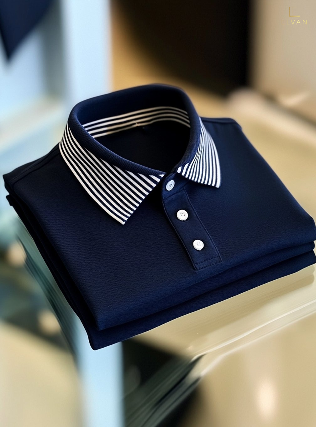 ELVAN Premium Mixed Print Business Polo – Button Down Collar Edition