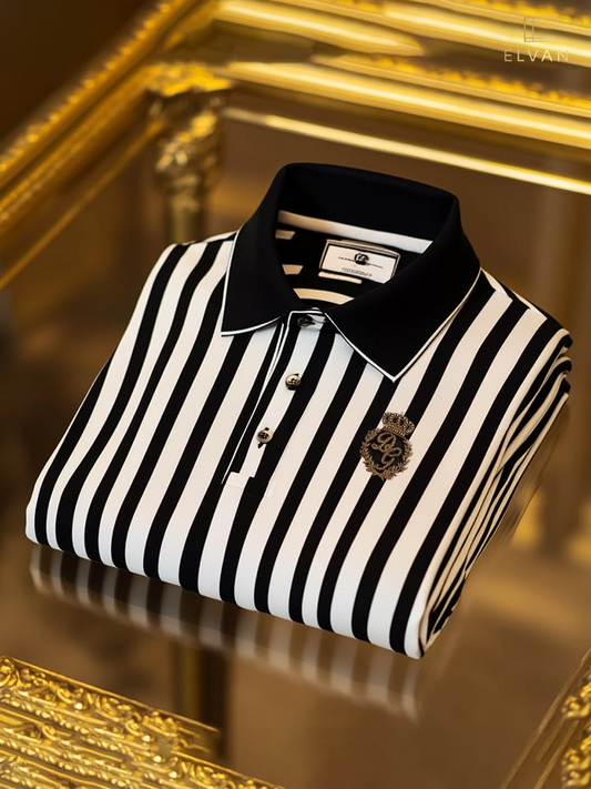 ELVAN Classic Business Check Logo Polo – Premium Short Sleeve Edition