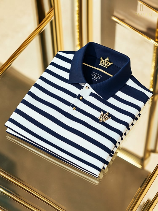 ELVAN Premium Mixed Print Striped Polo – Business Casual Edition