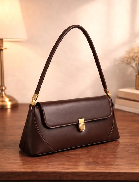 Minimalist Luxury Shoulder Bag — Elegant Brown Classic Purse